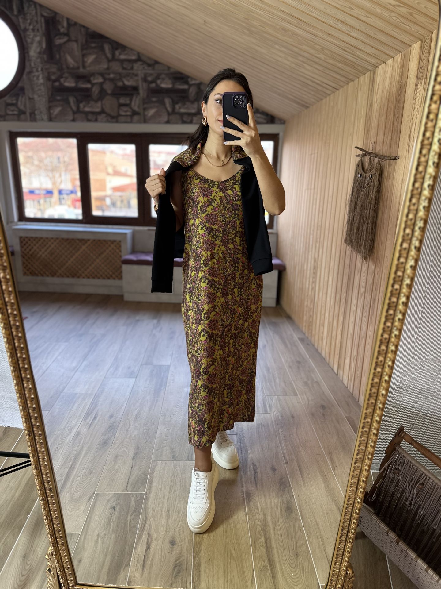 İkili elbise ve sweat çiçekli takım