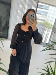 My 3302 Black Yoryo Gype Chiffon Dress