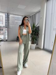 Cr 5598 Gömlek Yaka Çağla Yeşili Takım