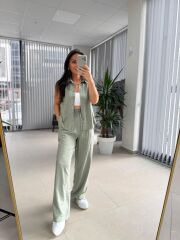 Cr 5598 Gömlek Yaka Çağla Yeşili Takım