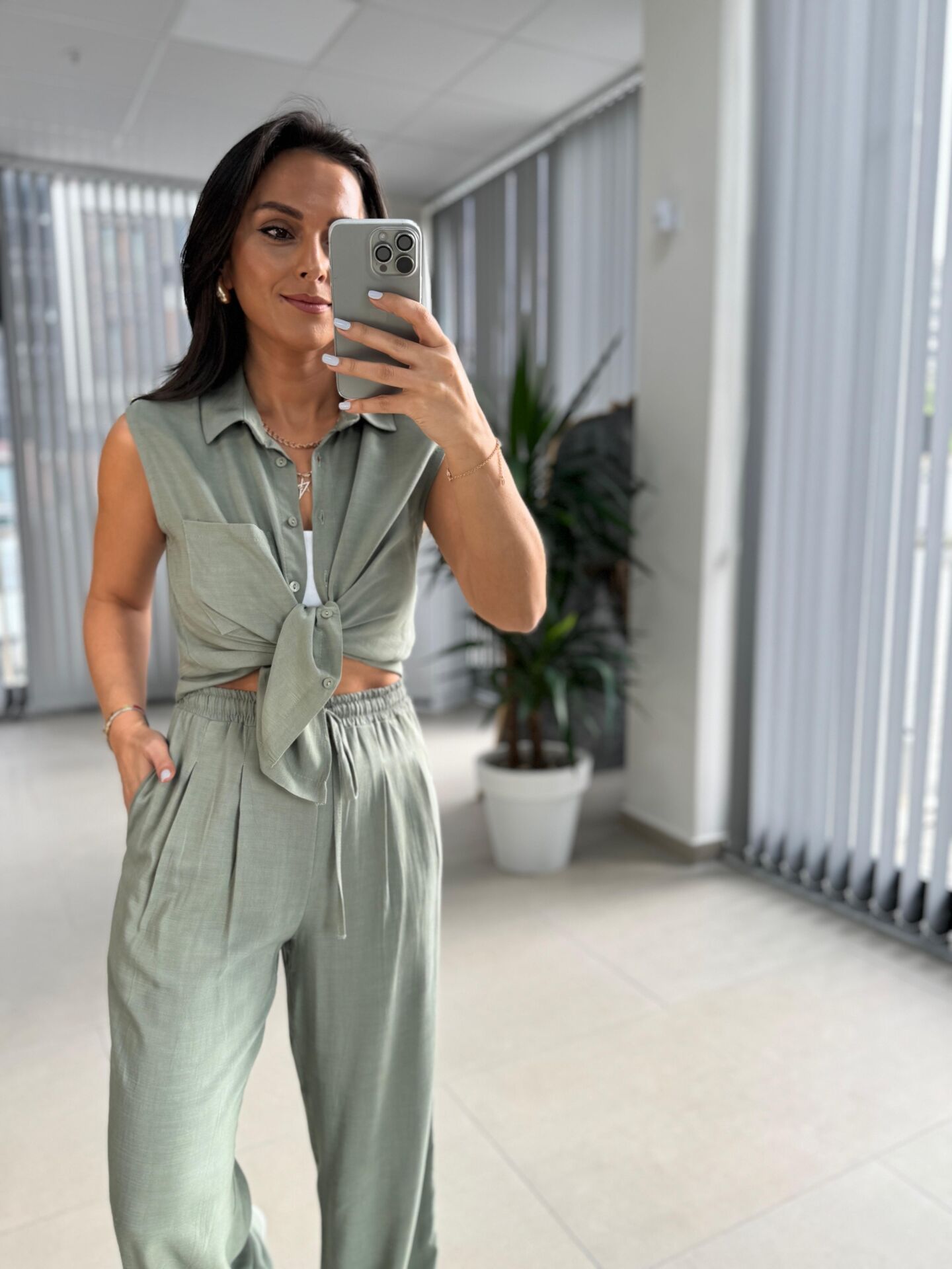 Cr 5598 Gömlek Yaka Çağla Yeşili Takım