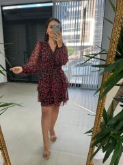 My 3360 Kirazlı Şifon Elbise