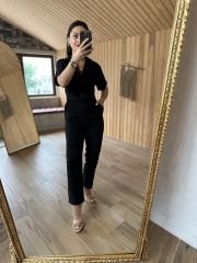 N. Work siyah keten tulum