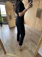 N. Work siyah keten tulum