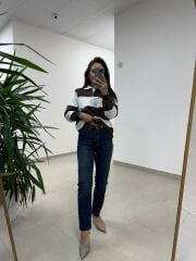 Spt 1055 Boyfitt Boru Paça Yeşil Tint Pantolon