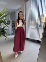 Cr 1429 Tasarım Bordo Pantolon Etek