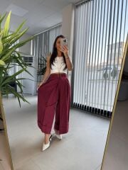 Cr 1429 Tasarım Bordo Pantolon Etek