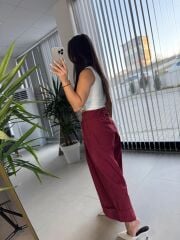 Cr 1429 Tasarım Bordo Pantolon Etek