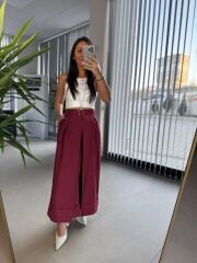 Cr 1429 Tasarım Bordo Pantolon Etek