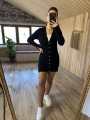 Laci gold düğmeli triko elb