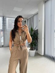 Cr 5598 Gömlek Yaka Vizon Takım