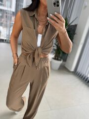 Cr 5598 Gömlek Yaka Vizon Takım