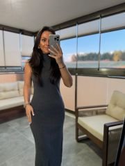 Dv 90239 Stand Collar Gray Knitted Pencil Dress