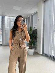 Cr 5598 Gömlek Yaka Vizon Takım