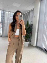 Cr 5598 Gömlek Yaka Vizon Takım