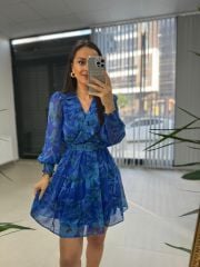 My 3349 Saks Şifon Elbise