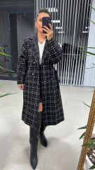 Tweed Red Transitional Black Coat