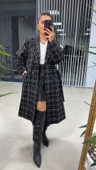 Tweed Red Transitional Black Coat