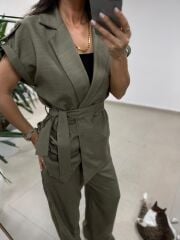 Art 4001 Haki Kuşaklı Keten Takım