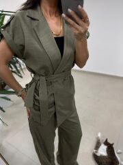 Art 4001 Haki Kuşaklı Keten Takım