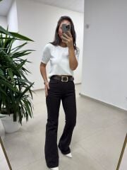 Dv 10779 Bisiklet Yaka Ekru Triko Bluz