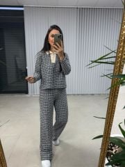 Sg Siyah Geçişli Polo Yaka Triko Takım