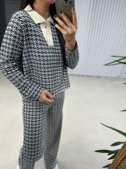 Sg Siyah Geçişli Polo Yaka Triko Takım
