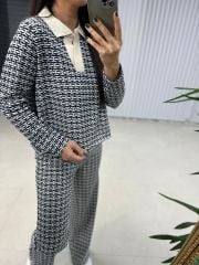 Sg Siyah Geçişli Polo Yaka Triko Takım