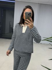 Sg Siyah Geçişli Polo Yaka Triko Takım