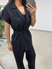 Art 4001 Siyah Kuşaklı Keten Takım