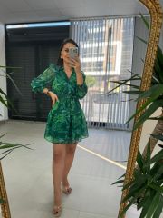 My 3349 Yeşil Şifon Elbise