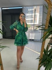 My 3349 Yeşil Şifon Elbise