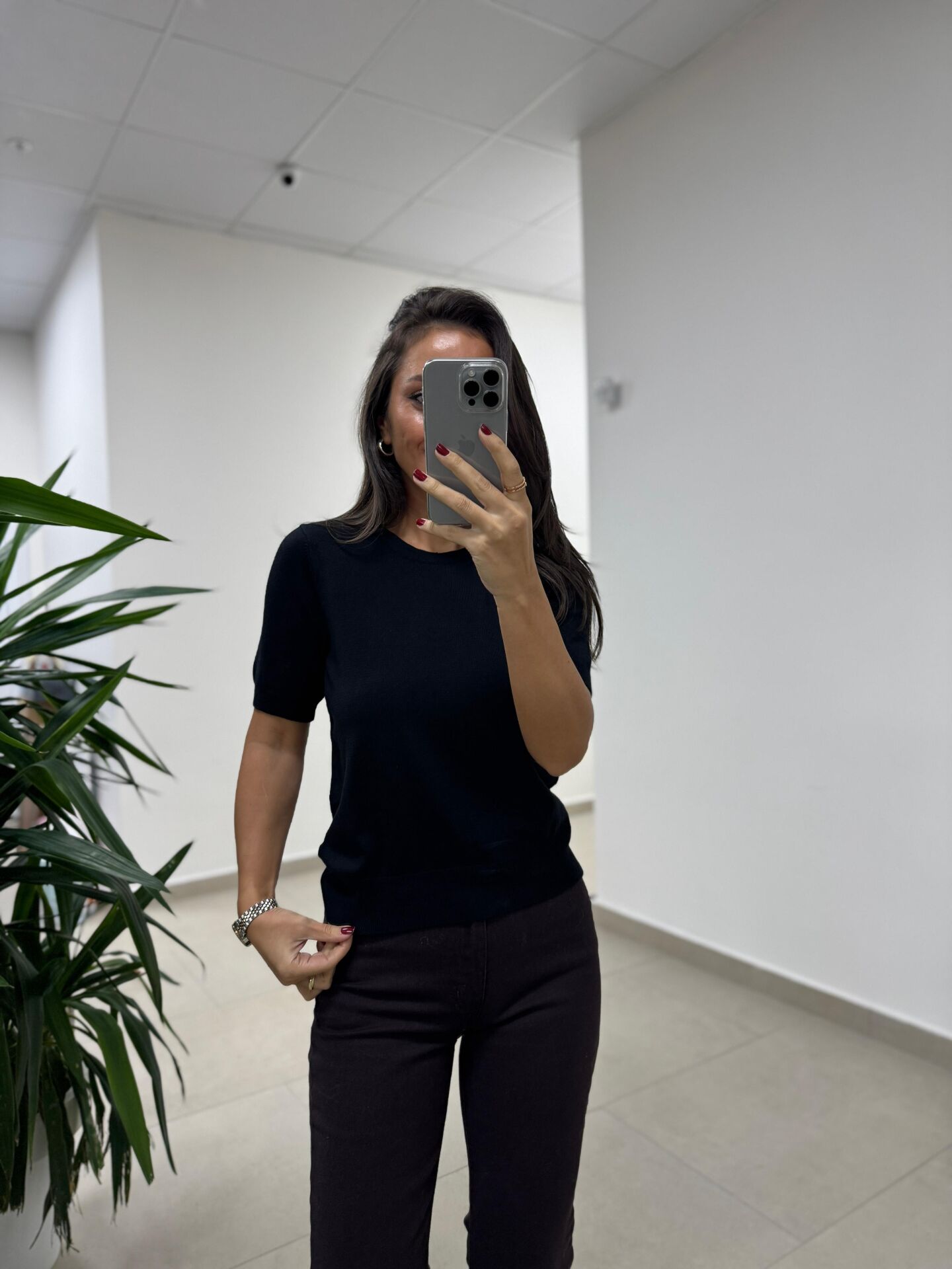 Dv 10779 Bisiklet Yaka Siyah Triko Bluz