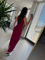 My 3714 Bordo Drapeli Kalem Elbise