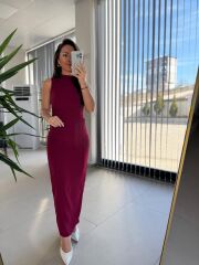 My 3714 Bordo Drapeli Kalem Elbise
