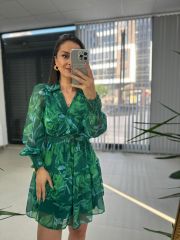 My 3349 Yeşil Şifon Elbise