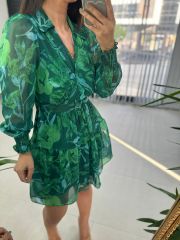 My 3349 Yeşil Şifon Elbise