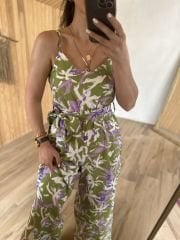 Green jumpsuit with straps