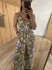 Green jumpsuit with straps