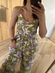 Green jumpsuit with straps