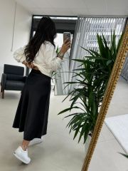 Ms Siyah Saten Etek
