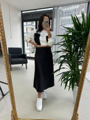 Ms Siyah Saten Etek