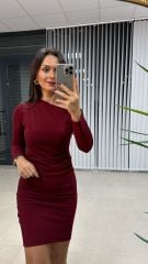 Mc Çapraz Omuz Bordo Krep Elbise