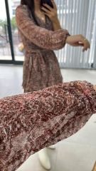 My 3091 Kat Kat Kiremit Benekli Şifon Elbise