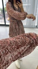 My 3091 Kat Kat Kiremit Benekli Şifon Elbise