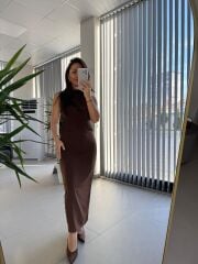 My 3714 Kahve Drapeli Kalem Elbise