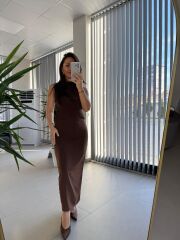 My 3714 Kahve Drapeli Kalem Elbise