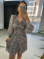 Ays 1387 Lila Yoryo Şifon Elbise