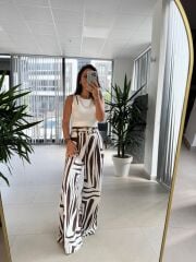 Bb 30180 Kahve Önden Bağcıklı Keten Pantolon