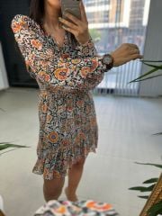 Ays 1387 Turuncu Yoryo Şifon Elbise